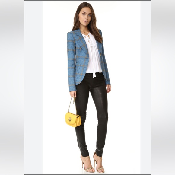 Smythe Patch Pocket Duchess Blazer in Blue Whiskey Check Women’s Size 6 - Picture 5 of 16